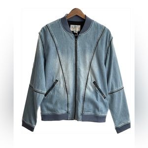 Free People x Sandrine Rose Zipper Denim Bomber Jacket. Medium.